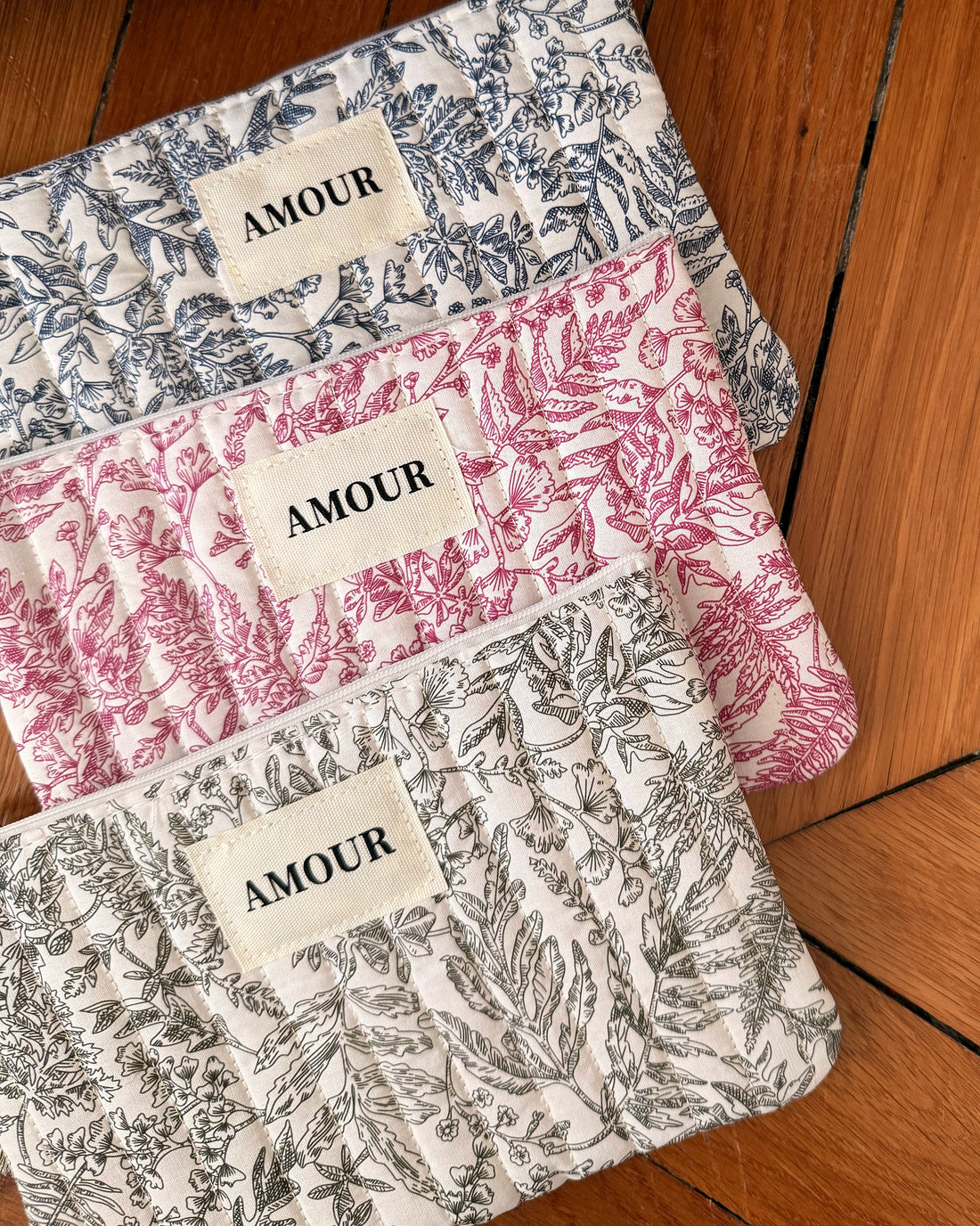 Trousse à imprimé floral AMORIS - vert