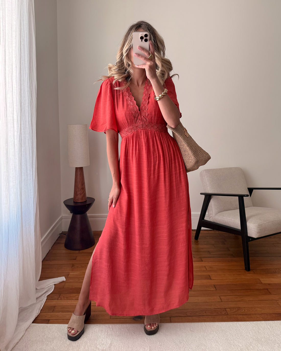 Robe longue à broderie FRANÇOISE