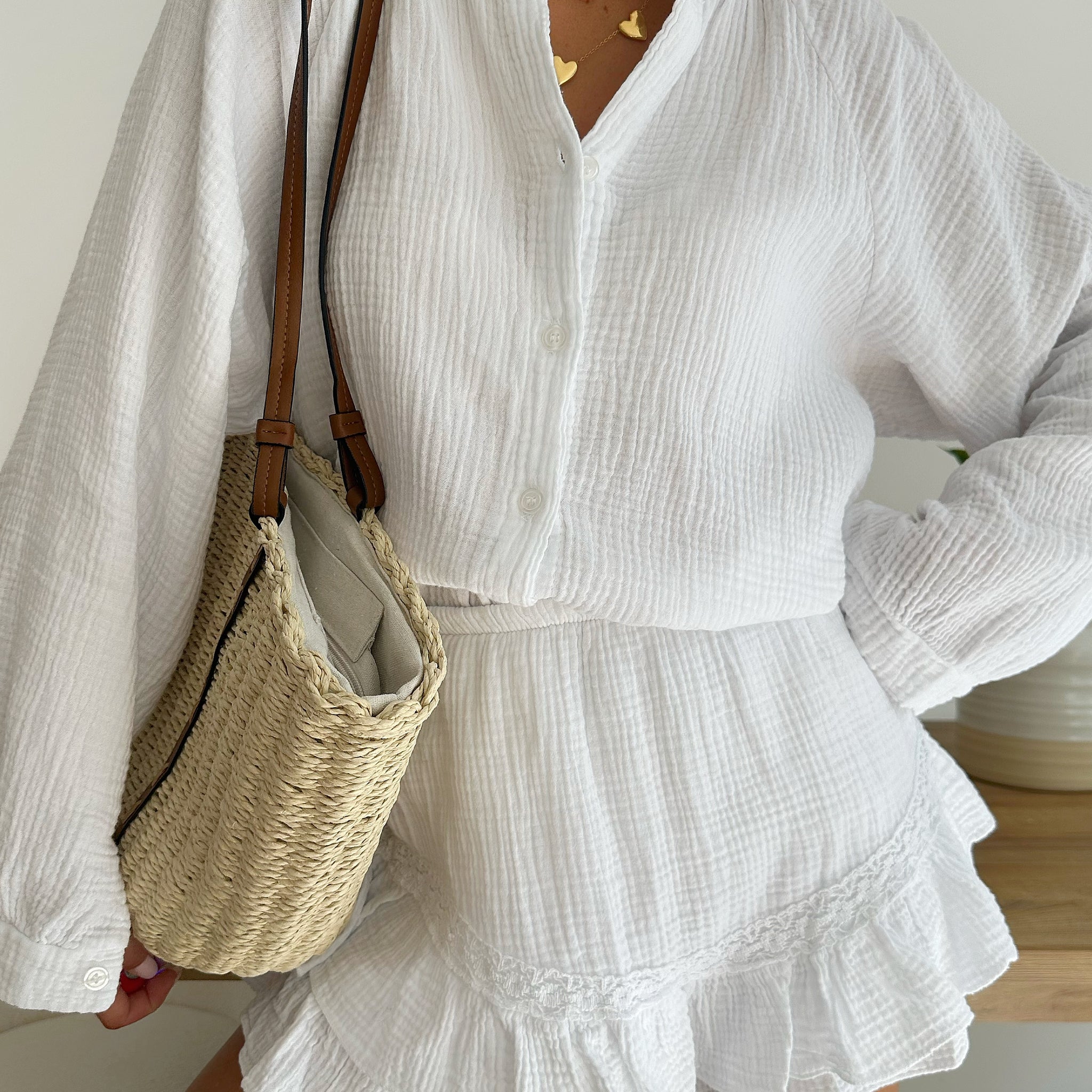 Chemisier en gaze de coton FLAU - blanc
