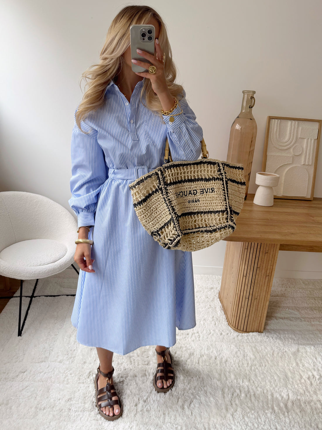 Robe longue à rayures et ceinture FAYE