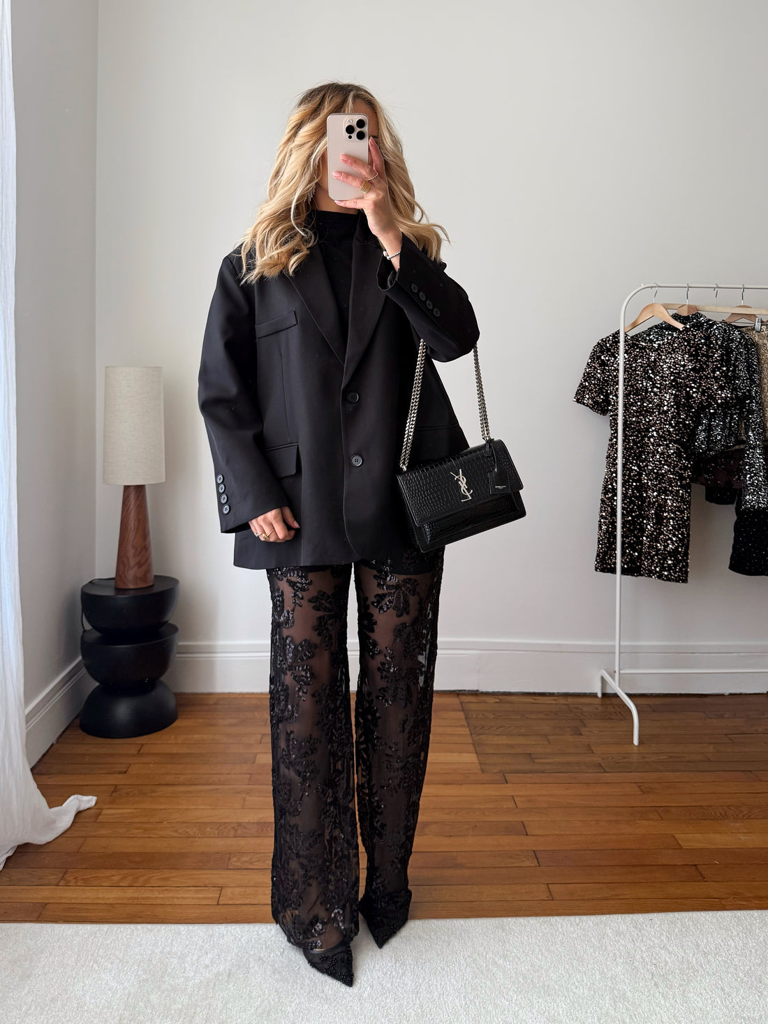 Pantalon à motif floral orné de sequins ERON