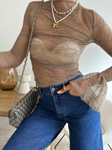 Top en dentelle JORDYNE - mocha