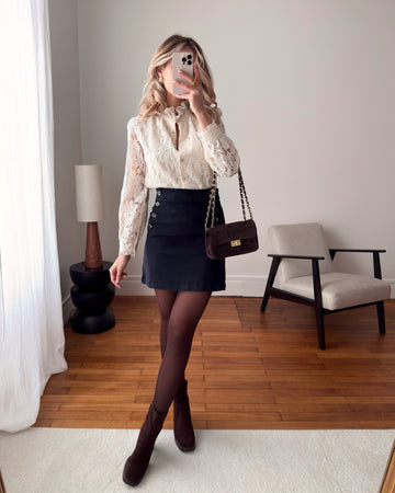 Jupe en denim à boutons latéraux PORTA