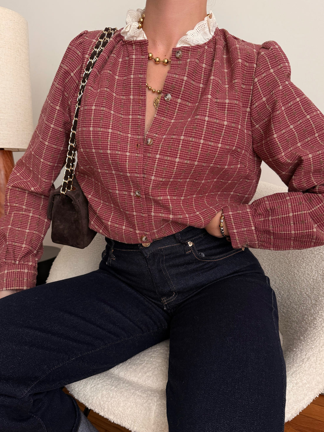 Chemisier à motifs carreaux REZATTO