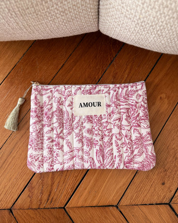 Trousse à imprimé floral AMORIS - rose