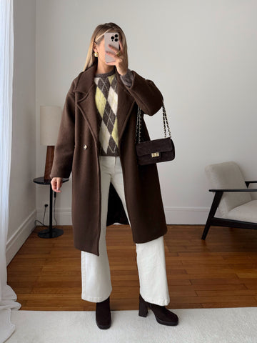 Manteau droit VALERON - chocolat