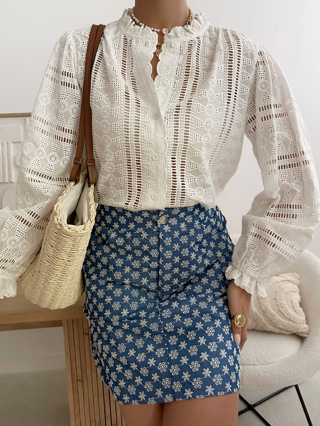 Chemisier en broderie ajourée IRA