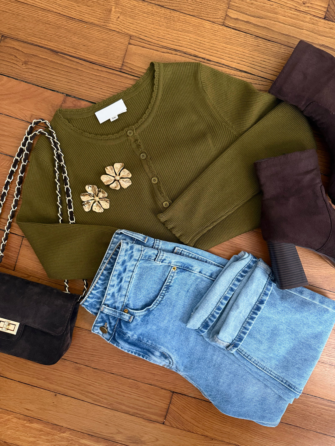 Top en maille côtelée DOMINA - vert olive