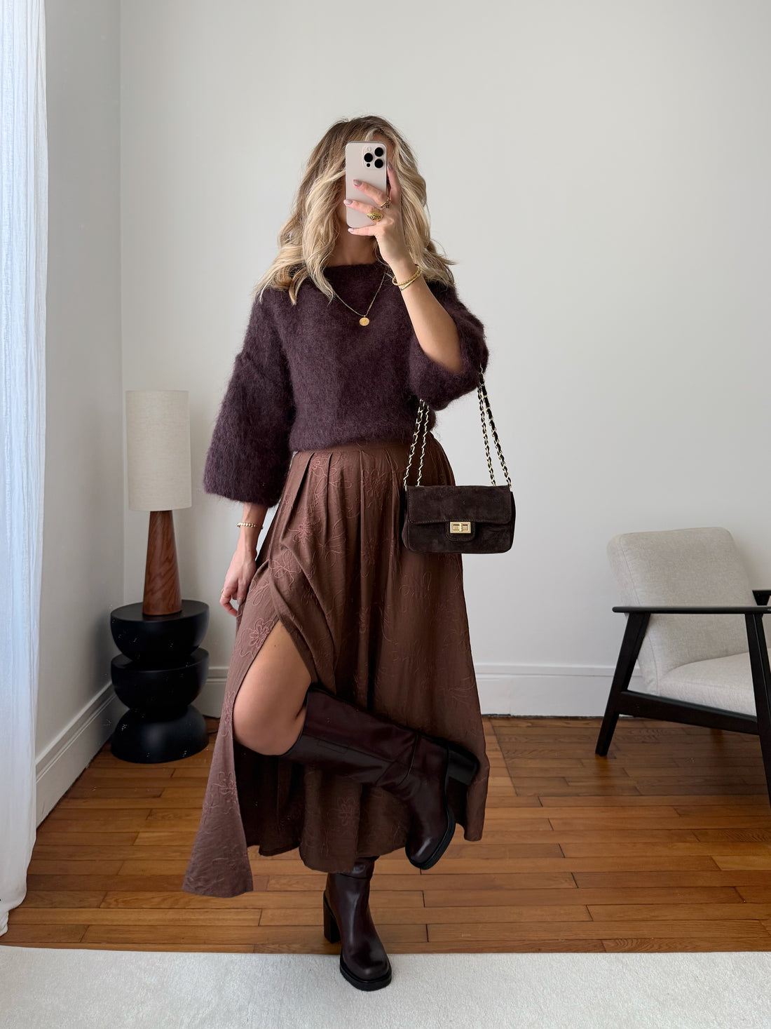 Jupe longue à imprimé floral brodé NATH