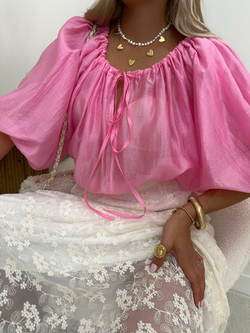 Blouse à encolure ajustable ROMÈNE - rose