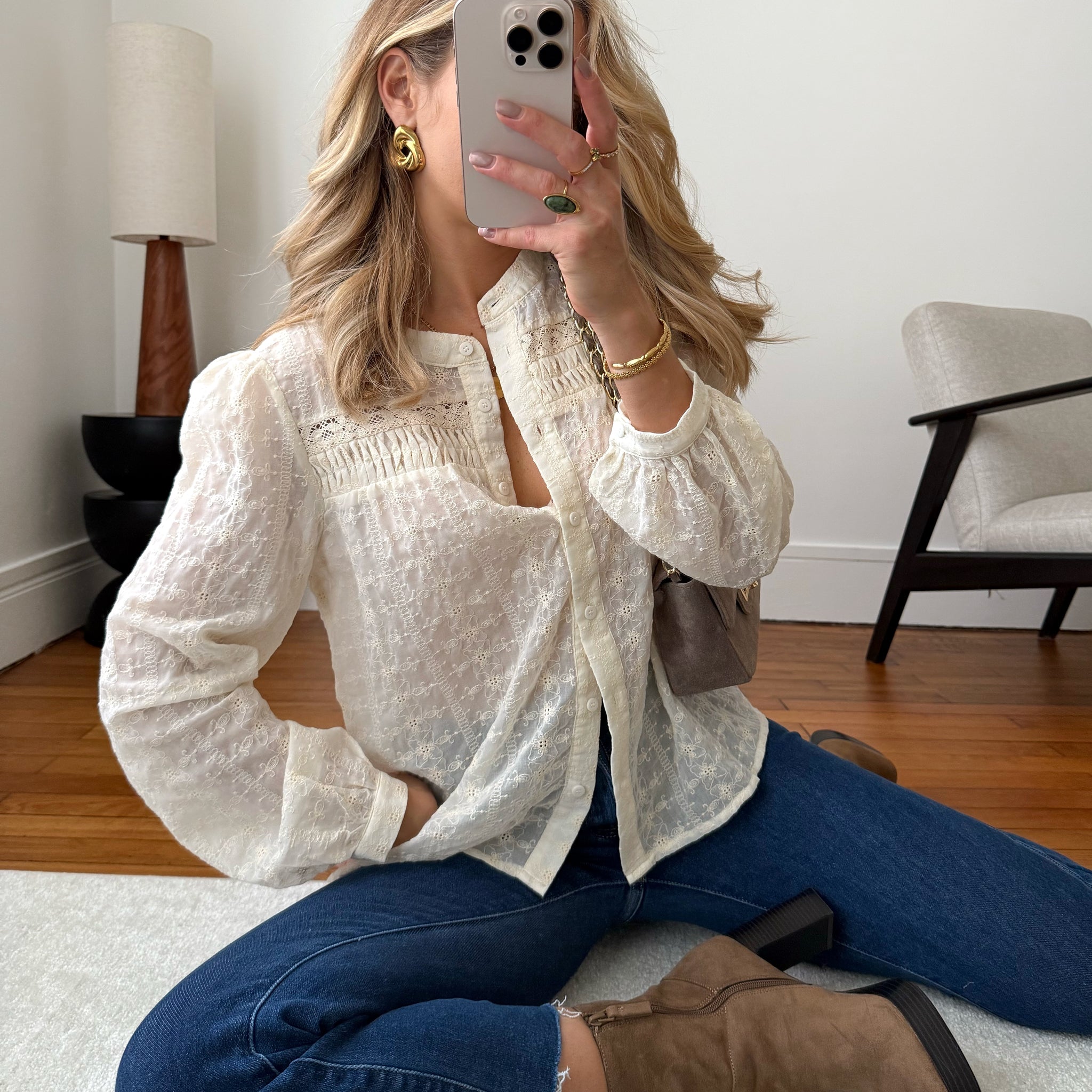 Chemisier à fleurs brodées LUCIENNE