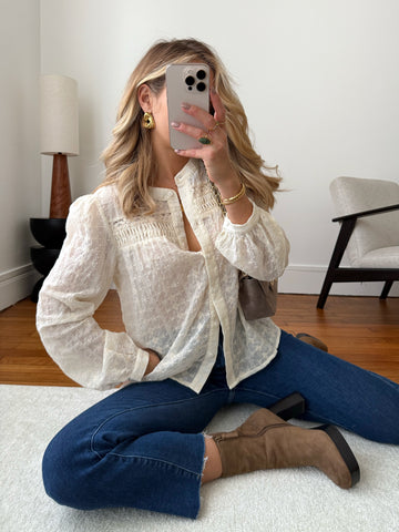 Chemisier à fleurs brodées LUCIENNE