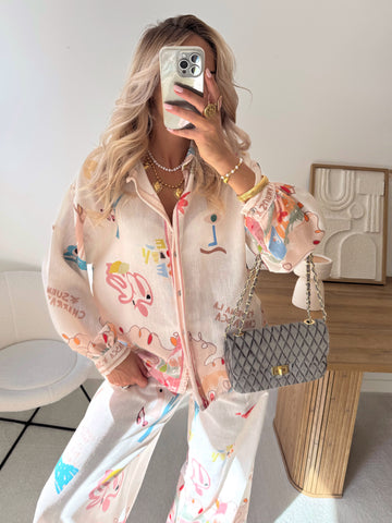 Ensemble chemise et pantalon à imprimé FAUVERT