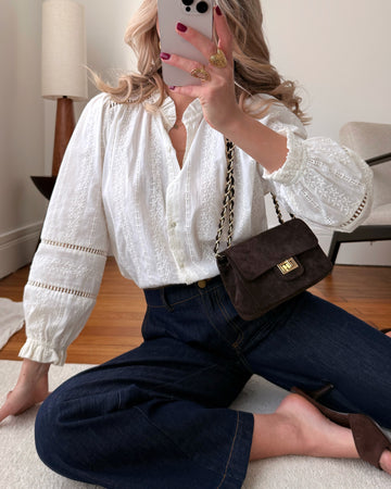 Chemisier à fleurs brodées TIFENE