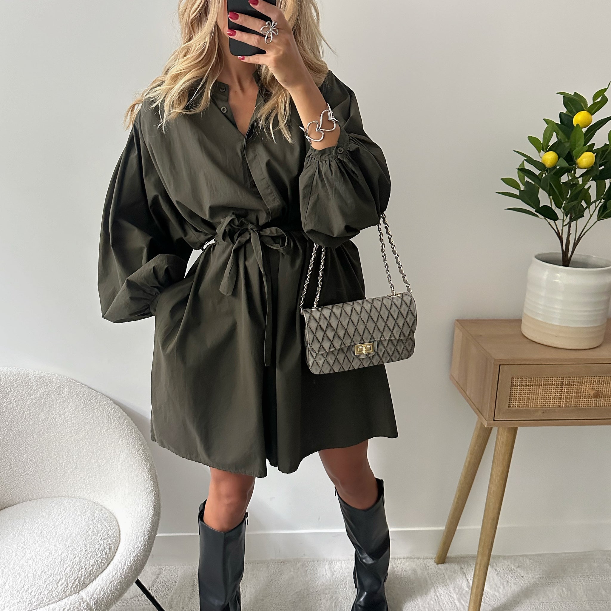 Robe manche chauve-souris kaki VALPA