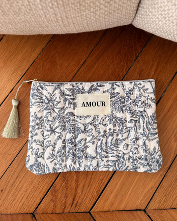 Trousse à imprimé floral AMORIS - bleu