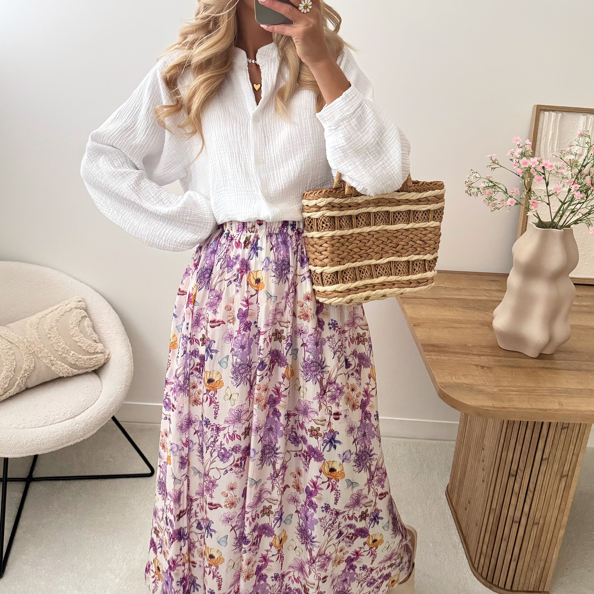Jupe longue évasée à imprimé floral MISTI