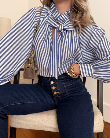 Blouse à rayures et col Lavallière LILYNE