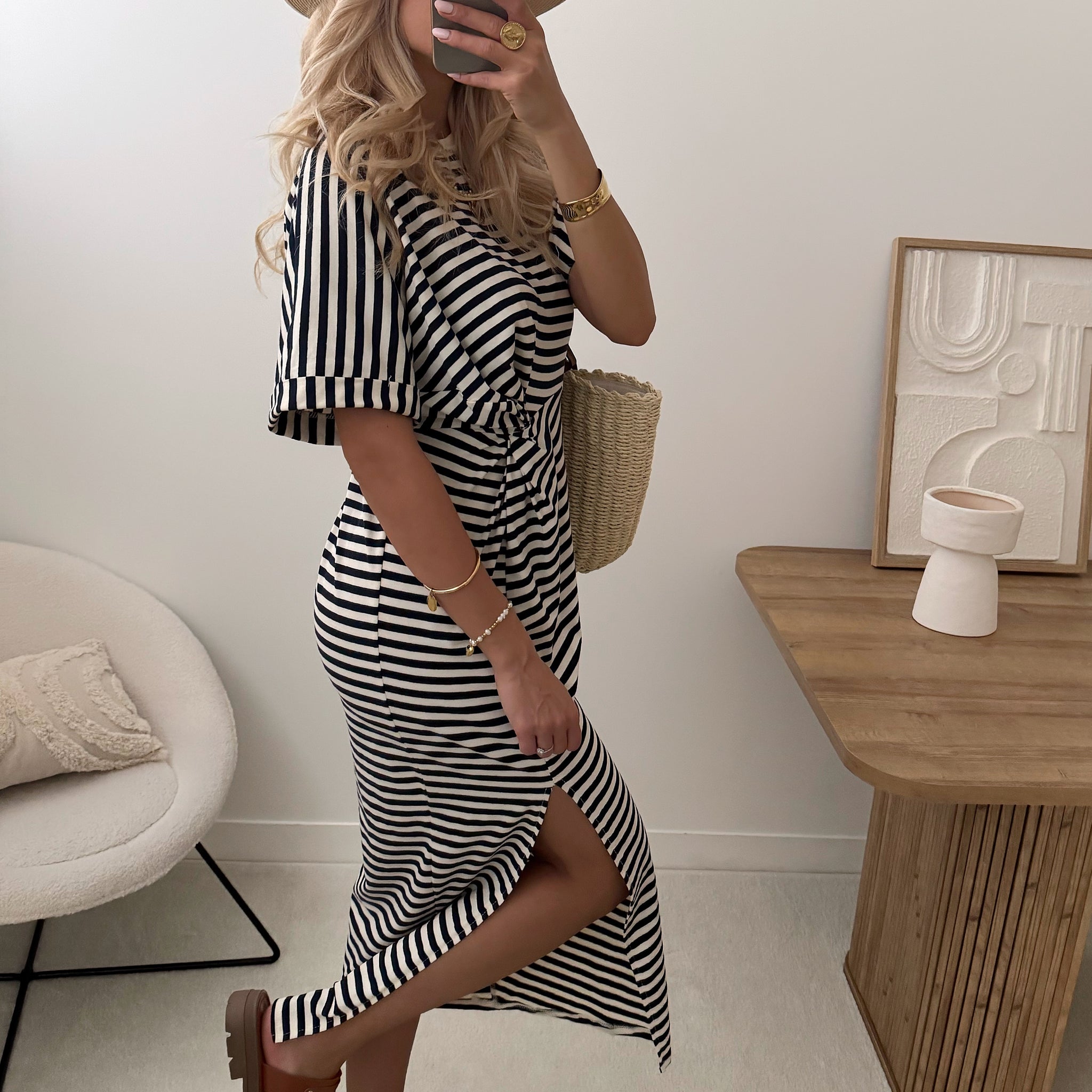 Robe marinière à fente SORINNE - bleu marine