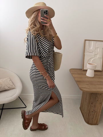 Robe marinière à fente SORINNE - bleu marine