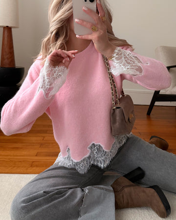 Maille dentelle ELOI - rose