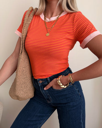 Tee-shirt à rayures AZOLINI - orange