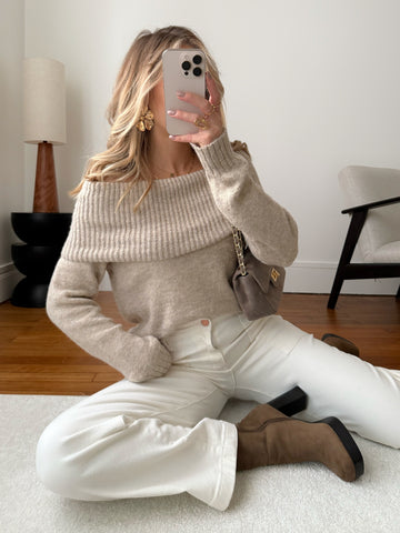 Maille col bardot EDWARD - mocha