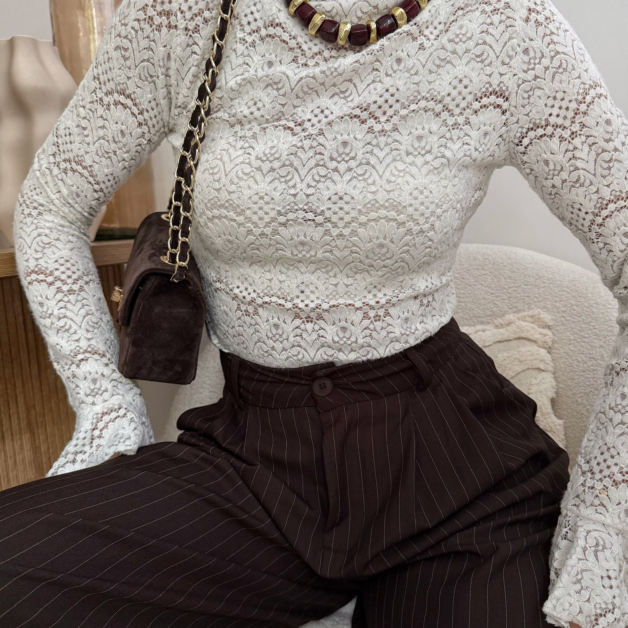Top en dentelle HANSEN - blanc