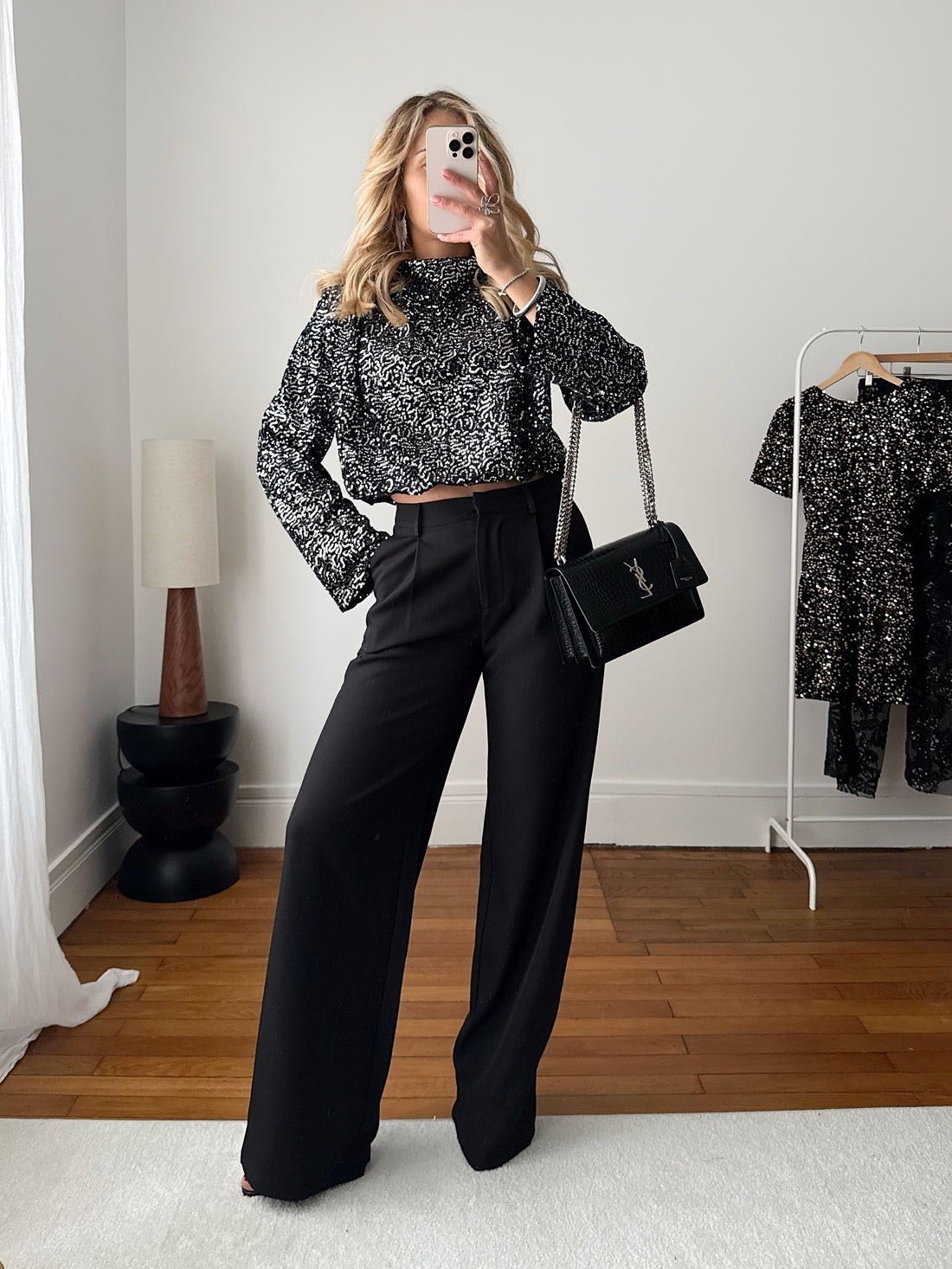 Top en velours brodé de sequins BIANCHI