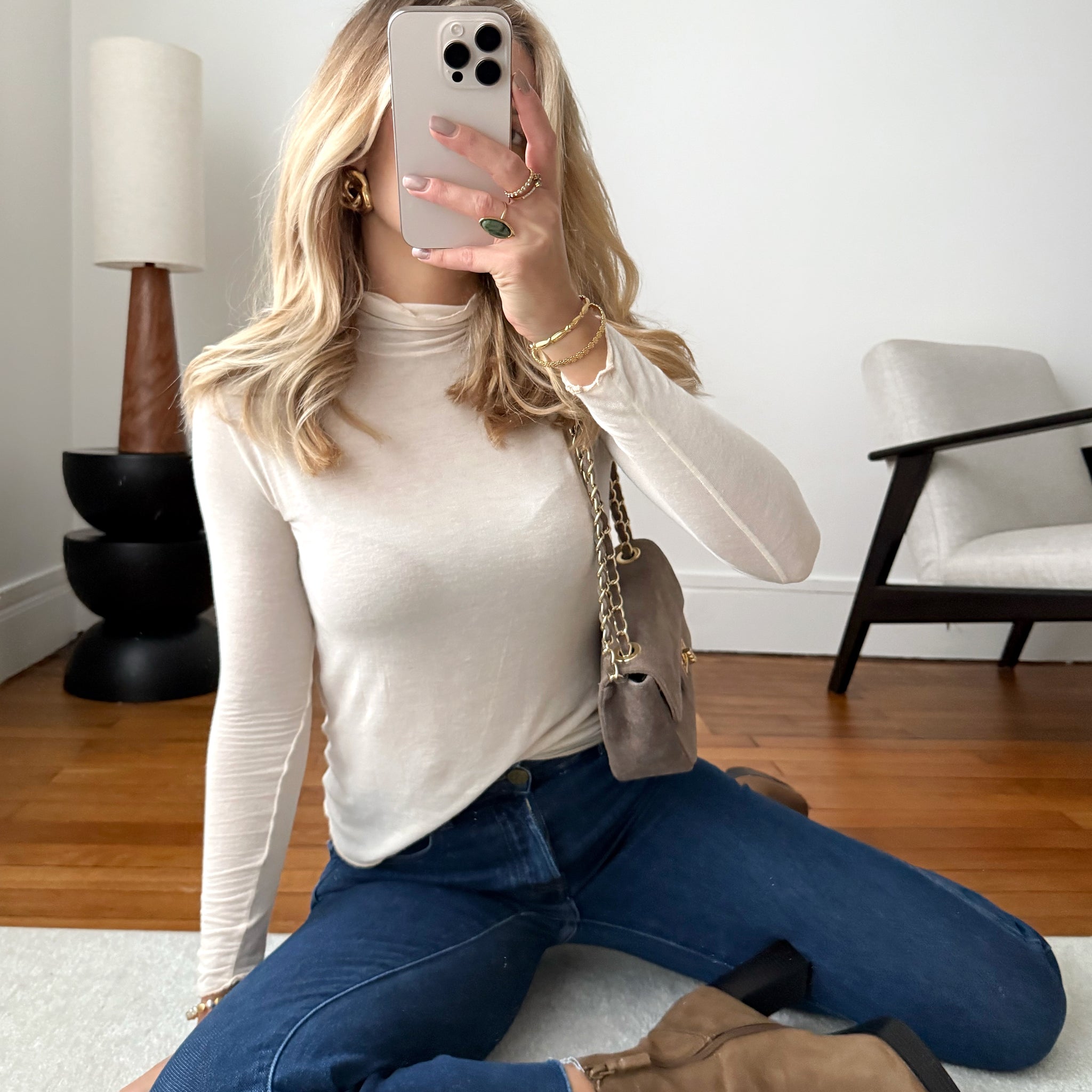 Top col roulé cachemire NICKY - beige