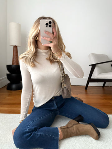 Top col roulé cachemire NICKY - beige