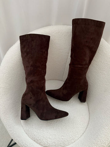 Bottes à talon en suédine ANIKA