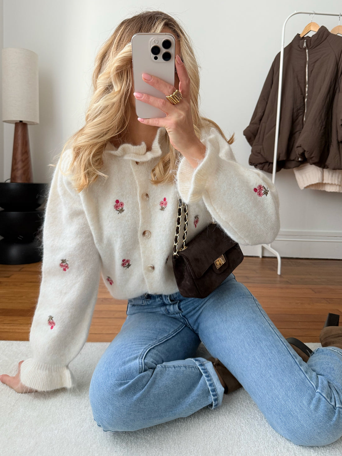 Cardigan fleurs brodées CHOPIN - écru
