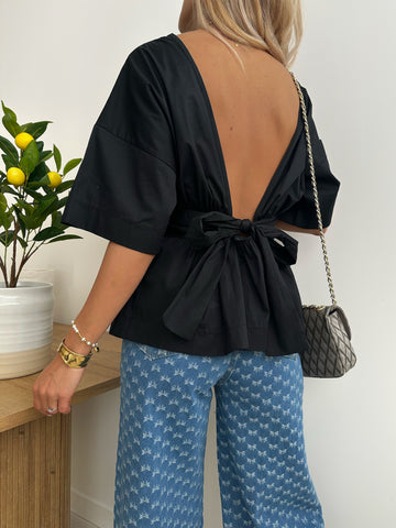 Blouse encolure en V au dos VENDETTI - noir
