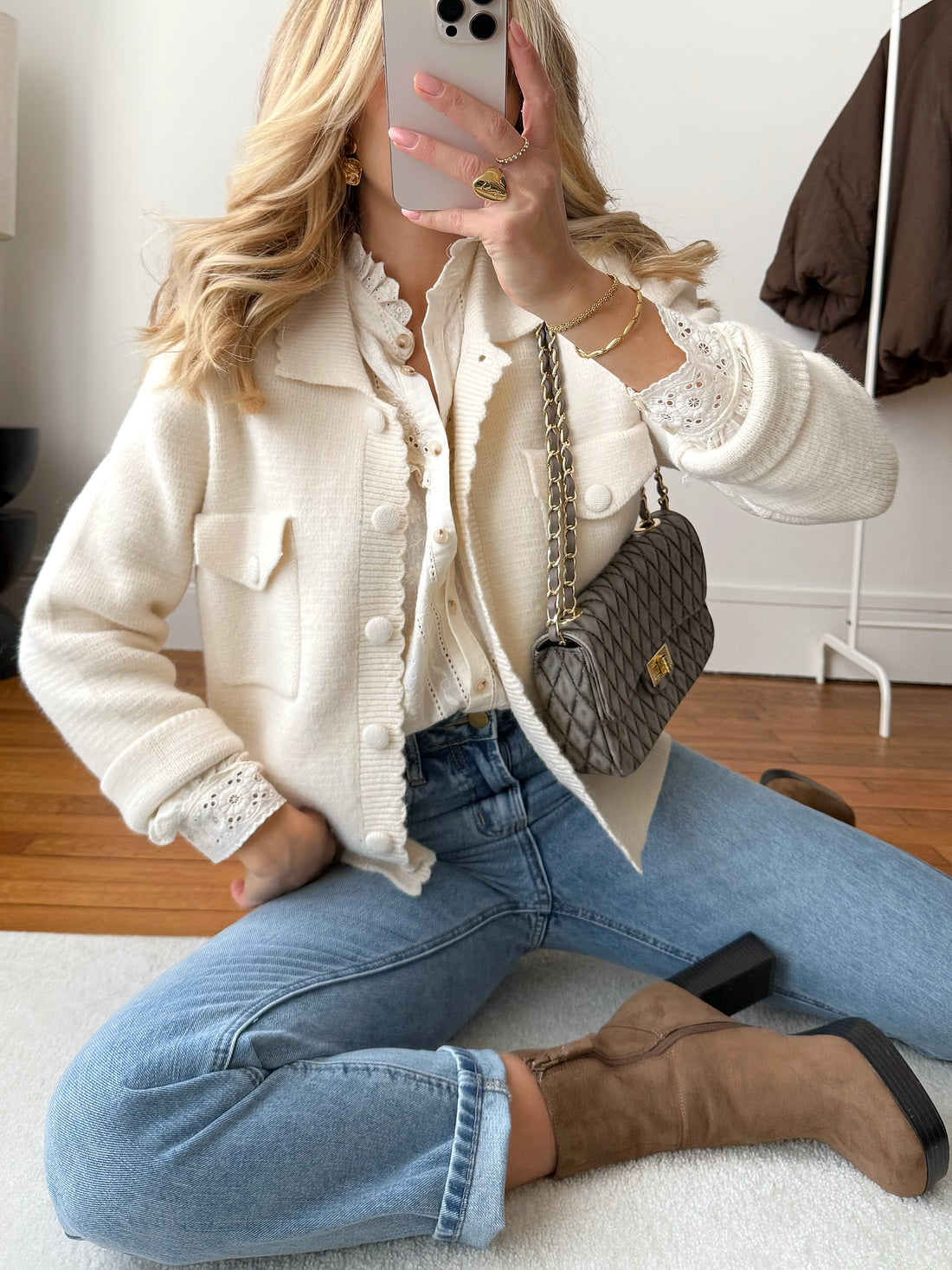 Cardigan col chemise TOUSSAIN - écru