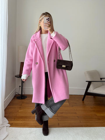 Manteau droit VALERON - rose