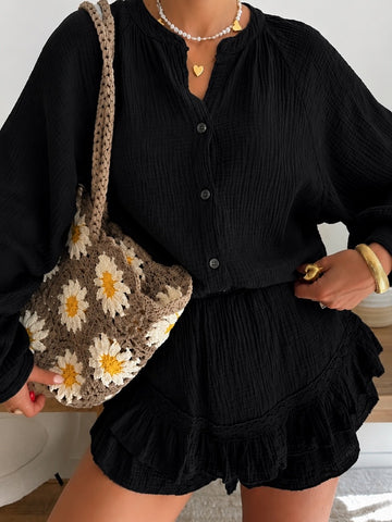 Chemisier en gaze de coton FLAU - noir