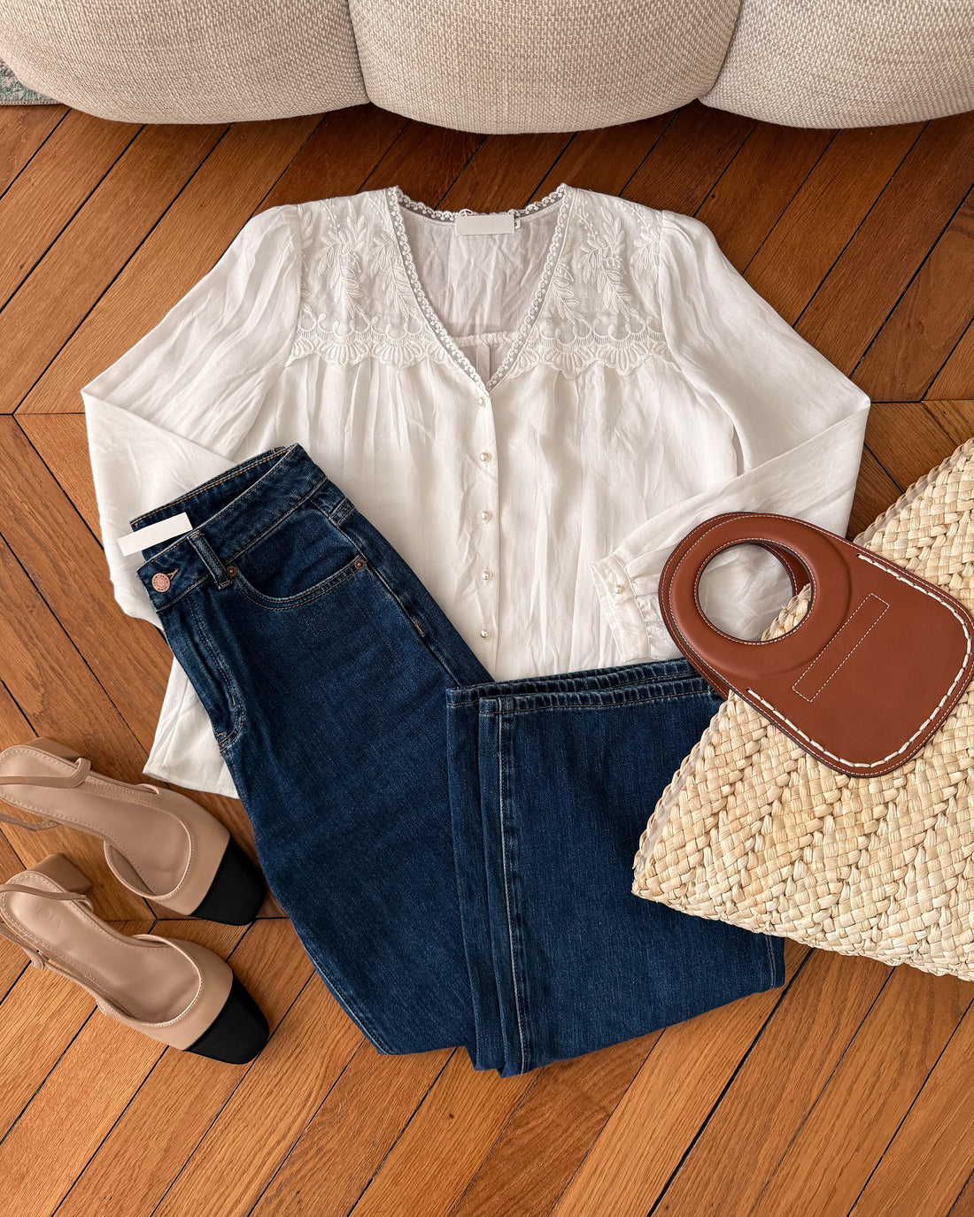 Chemisier brodée en lin mélangé NILUZI