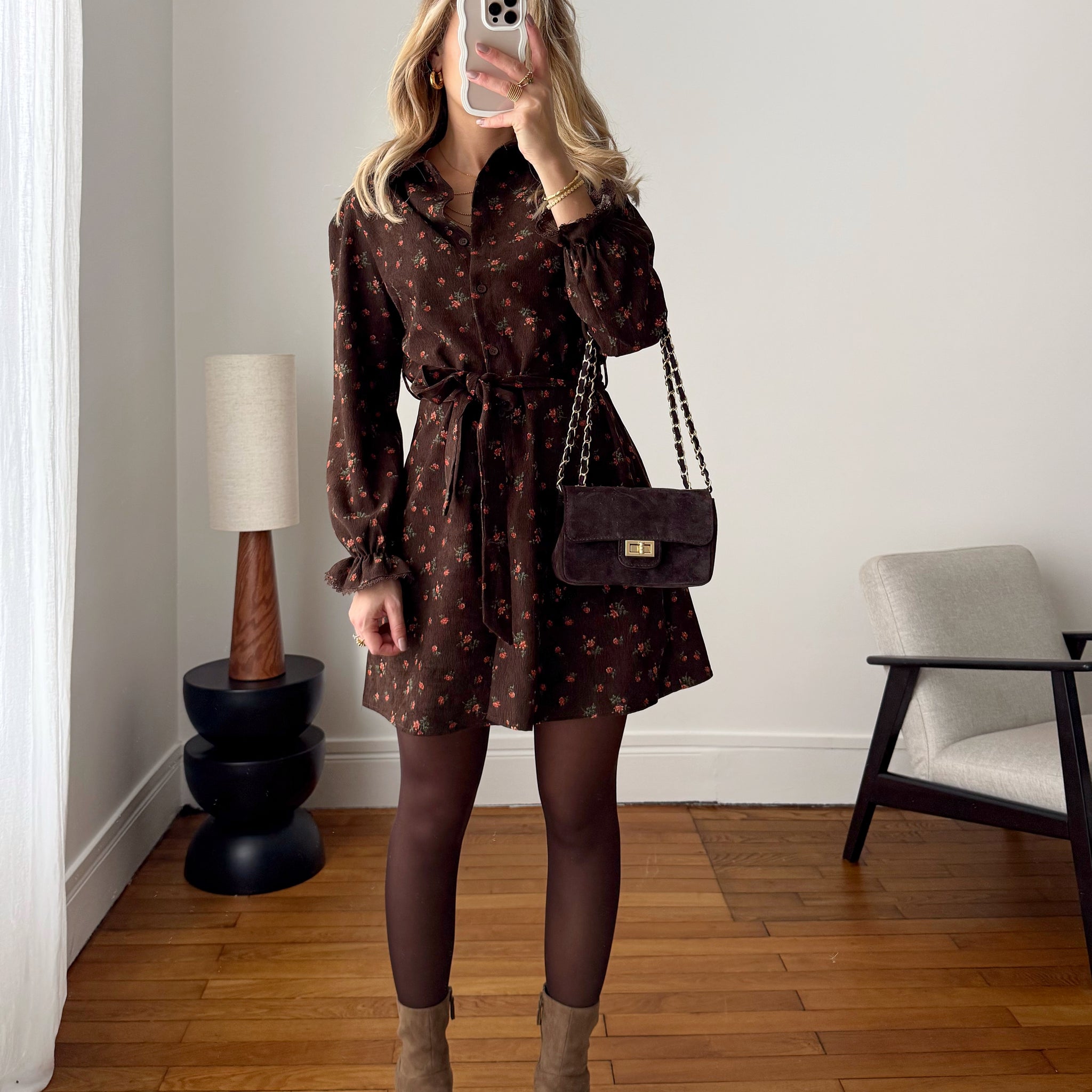 Robe chemise à imprimé floral et ceinture JEANNETTE PRÉCOMMANDE