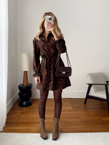 Robe chemise à imprimé floral et ceinture JEANNETTE PRÉCOMMANDE