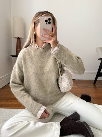 Maille bi-matière LOUISON - sauge clair