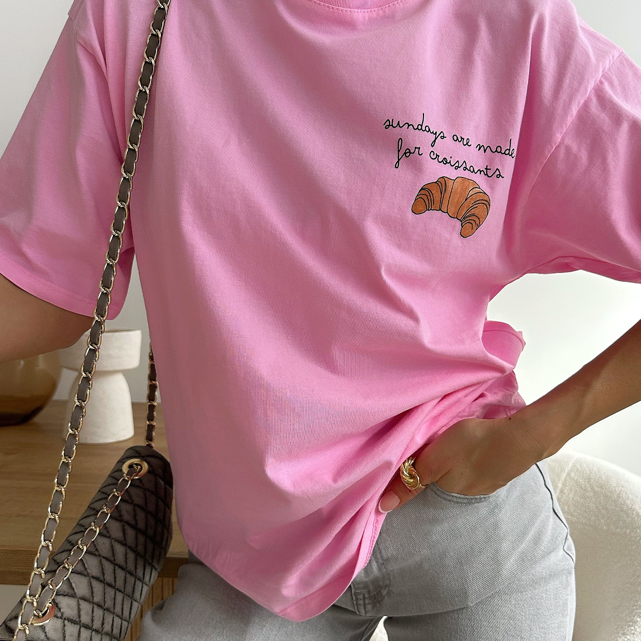 Tee-shirt imprimé croissant FRANZ - rose