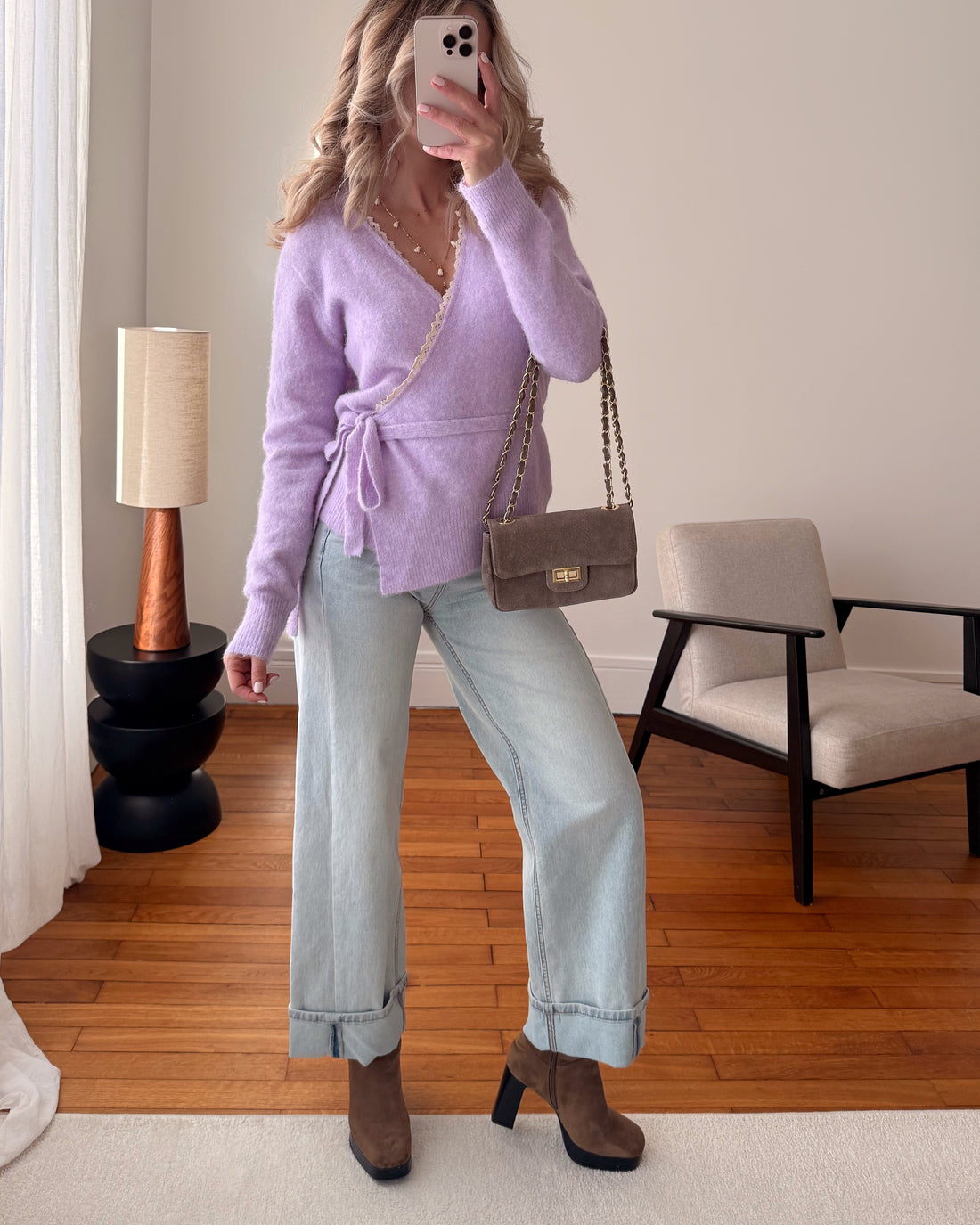 Cardigan cache-cœur ALFY - lilas