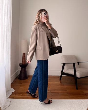 Veste blazer fermeture asymétrique RACHEL - taupe