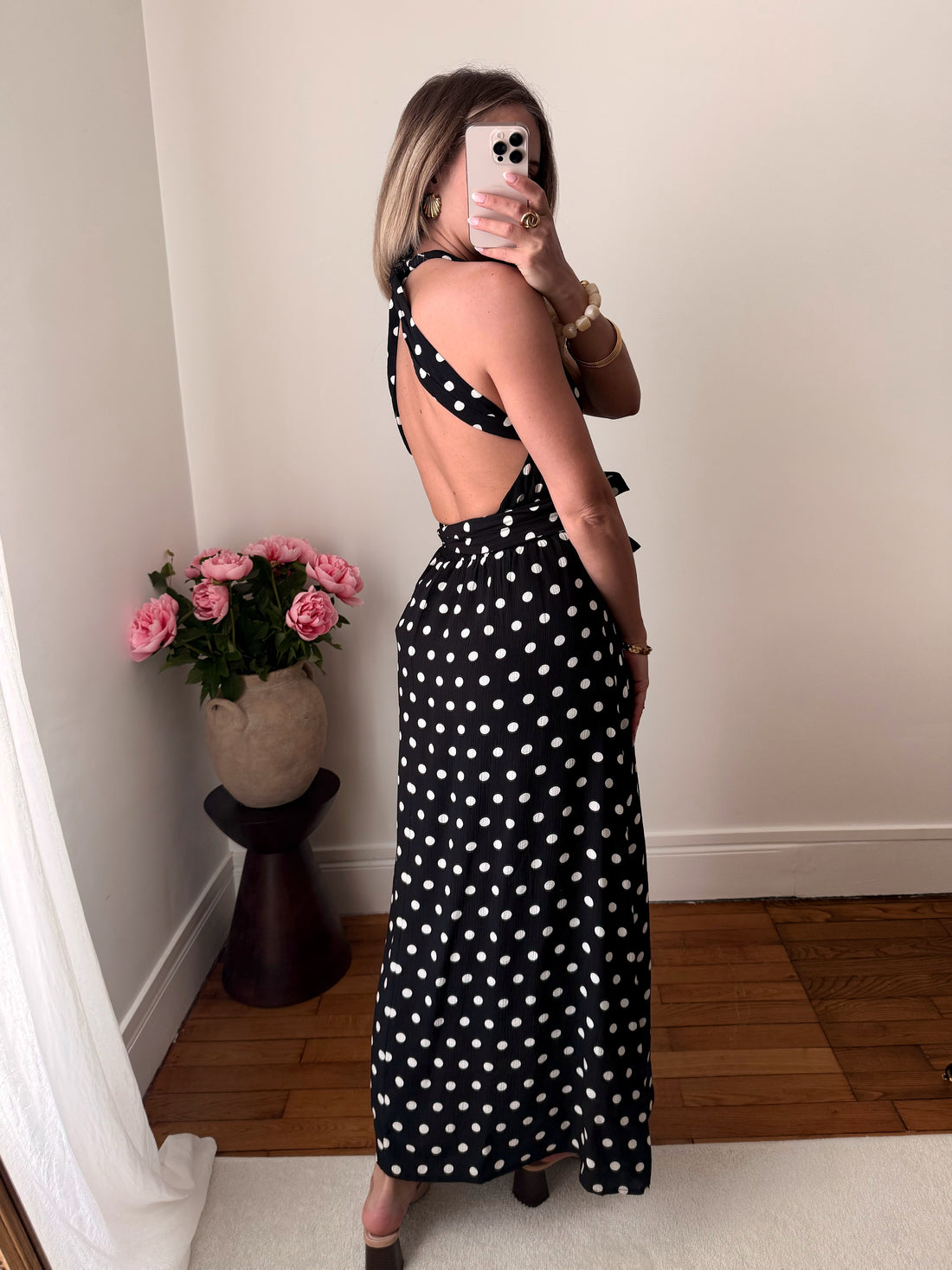 Robe longue imprimé à pois EMA