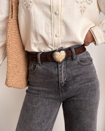 Ceinture en daim à boucle cœur SILOÉ