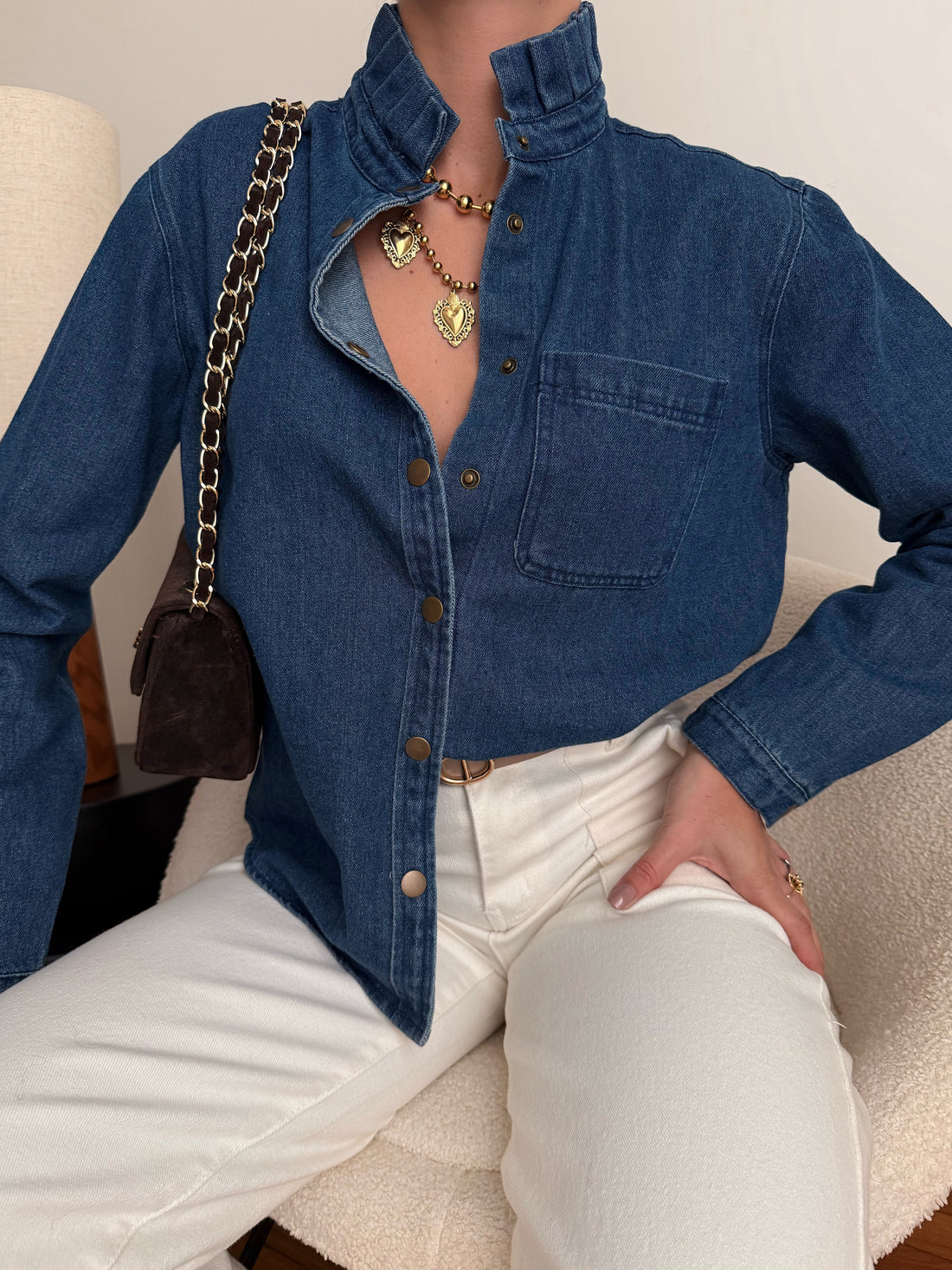 Chemisier col Victorien en denim SOLANGE