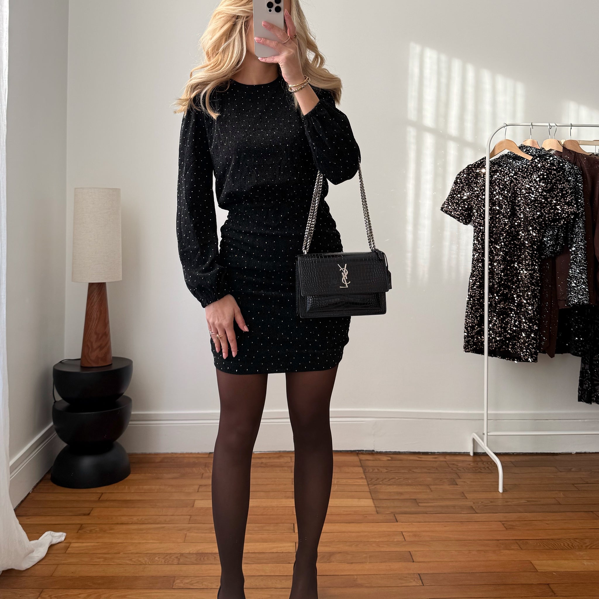 Robe drapée à strass LIBERA