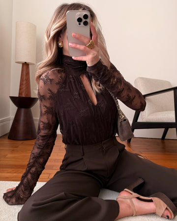 Body en dentelle à col roulé LEVINAS