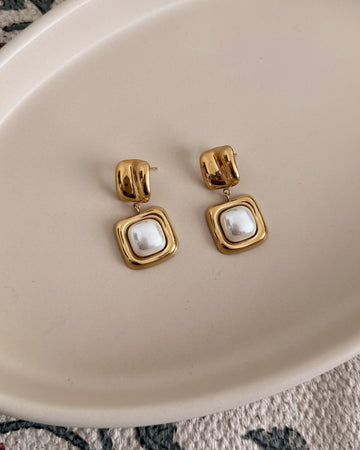 Boucles d'oreilles perles carrées MERLE